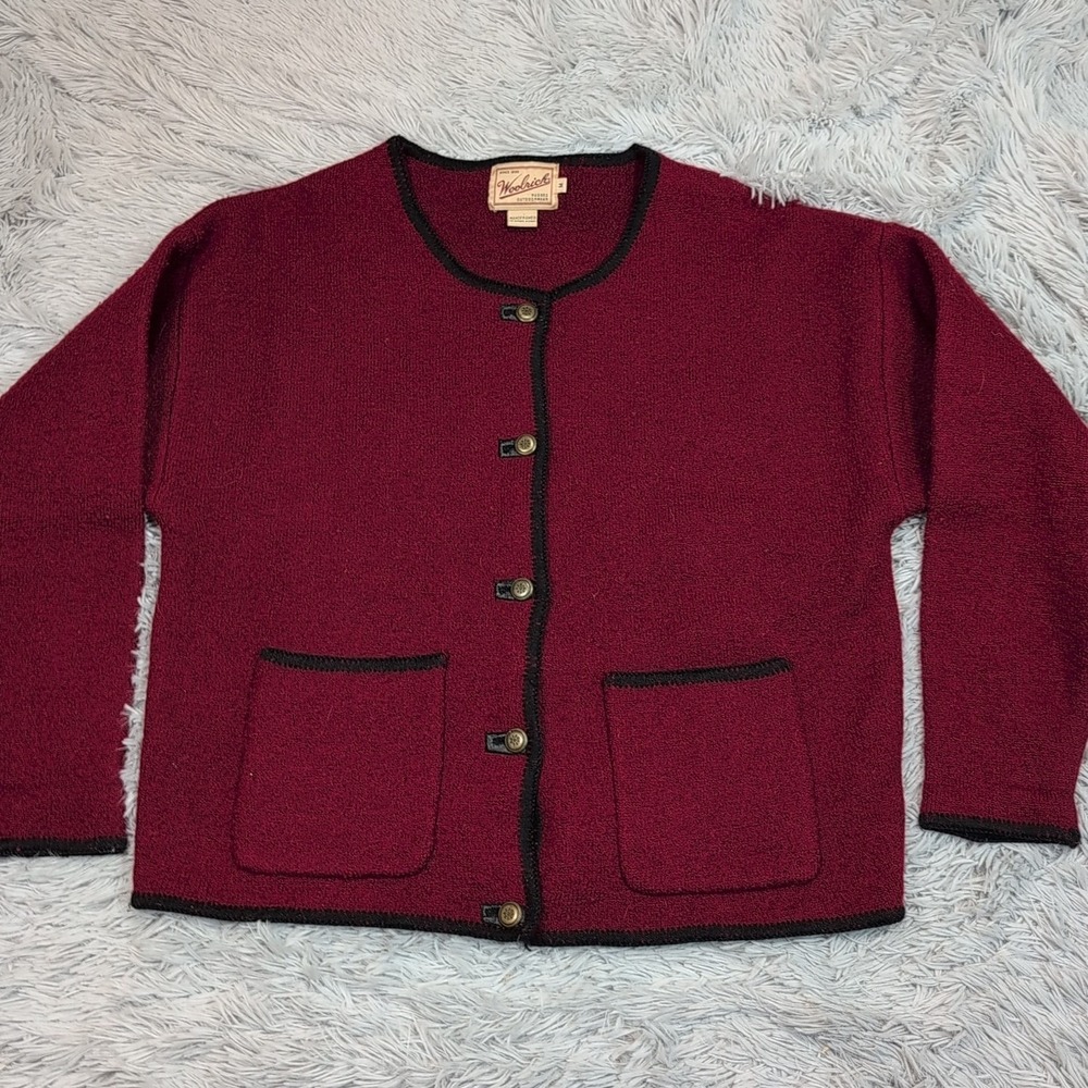 Vintage‎ Woolrich Sweater Womens M Wool Cardigan Comfort Cozy Preppy Button Up